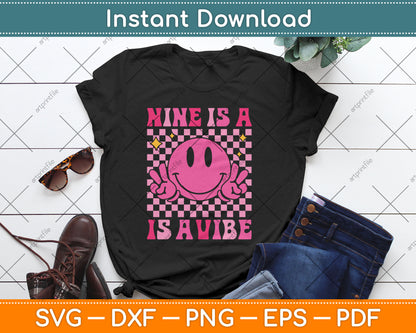 Nine Is A Vibe 9th Birthday Groovy 9 Years Old Smile Face Svg Digital Cutting File