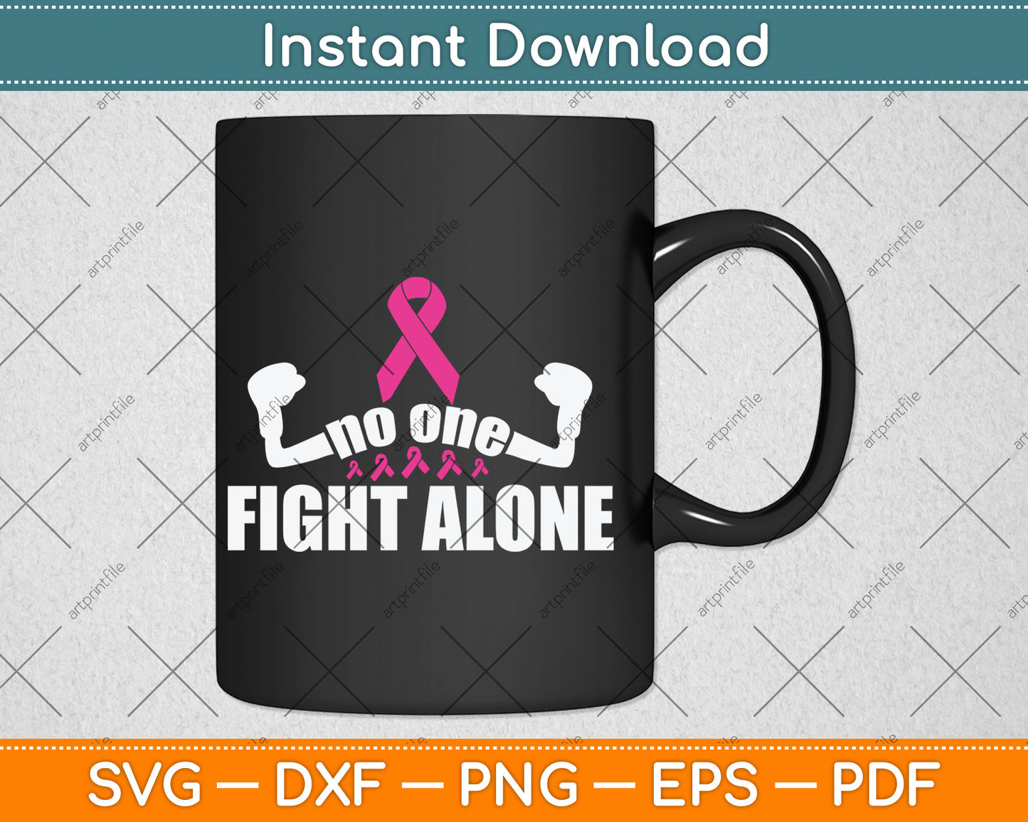 No One Fights Alone Breast Cancer Awareness Svg Digital Cutting File