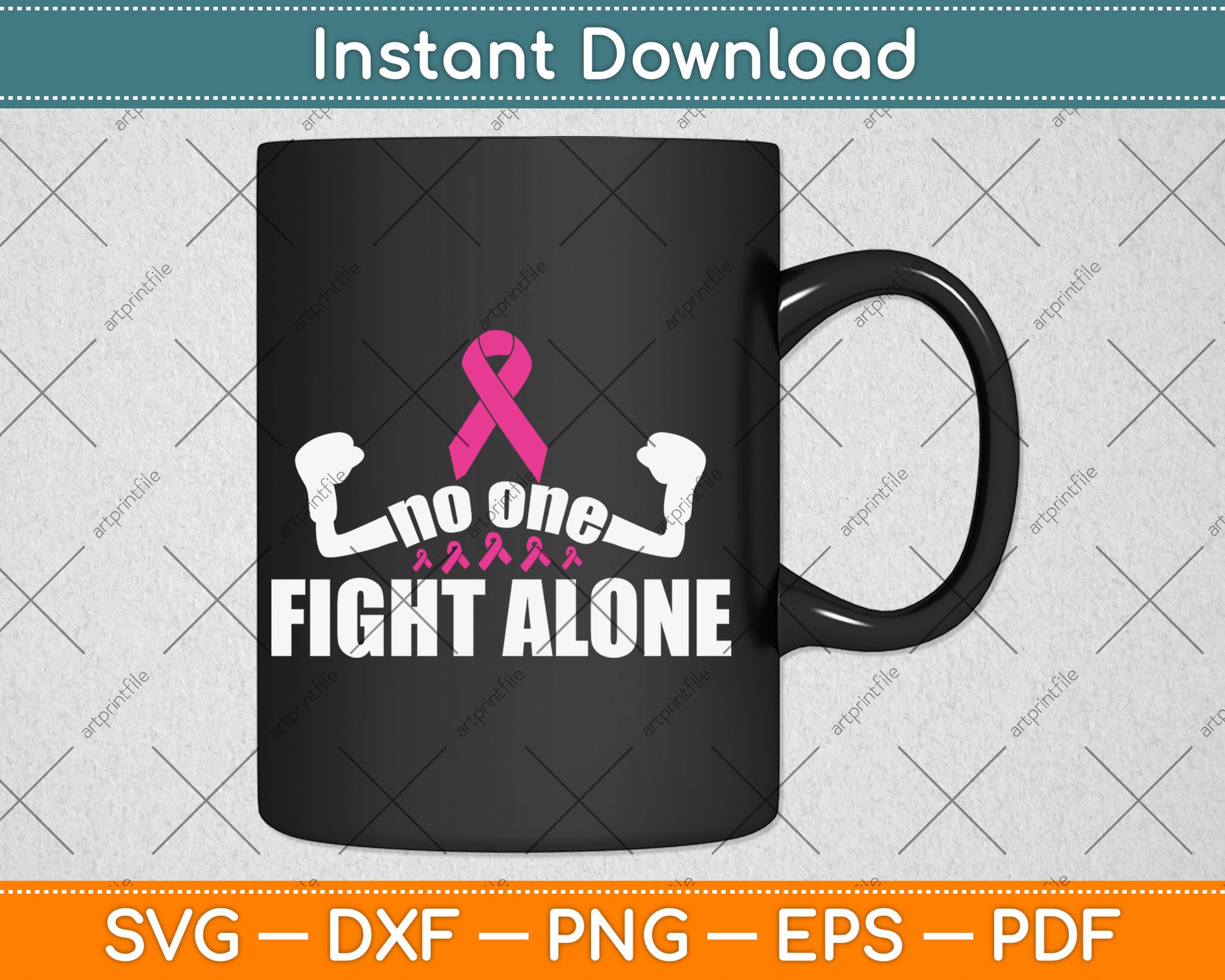 No One Fights Alone Breast Cancer Awareness Svg Digital Cutting File