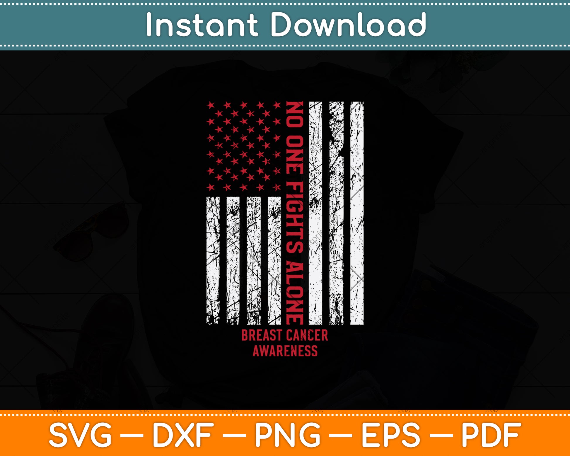 No One Fights Alone Breast Cancer Awareness Svg Png Dxf Digital Cutting File