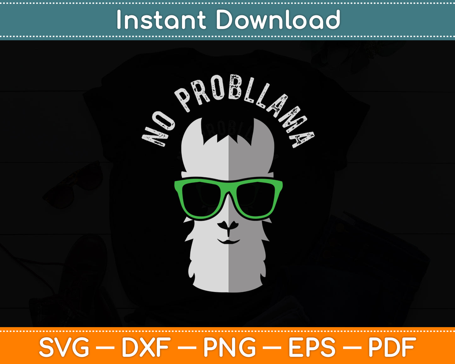 No Probllama Llama Animal Pun Llama Lover Funny Svg Digital Cutting File