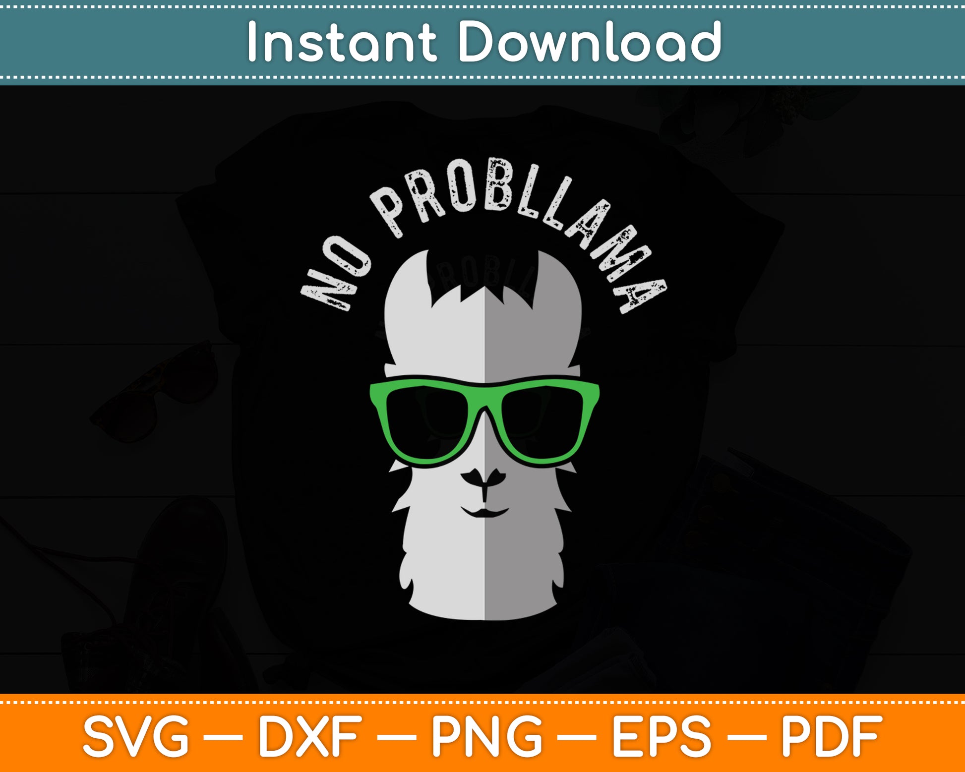 No Probllama Llama Animal Pun Llama Lover Funny Svg Digital Cutting File