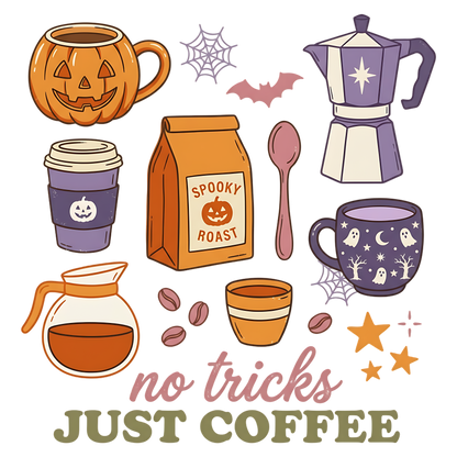 No Tricks Just Coffee Halloween PNG Cute Spooky Coffee Lover Design