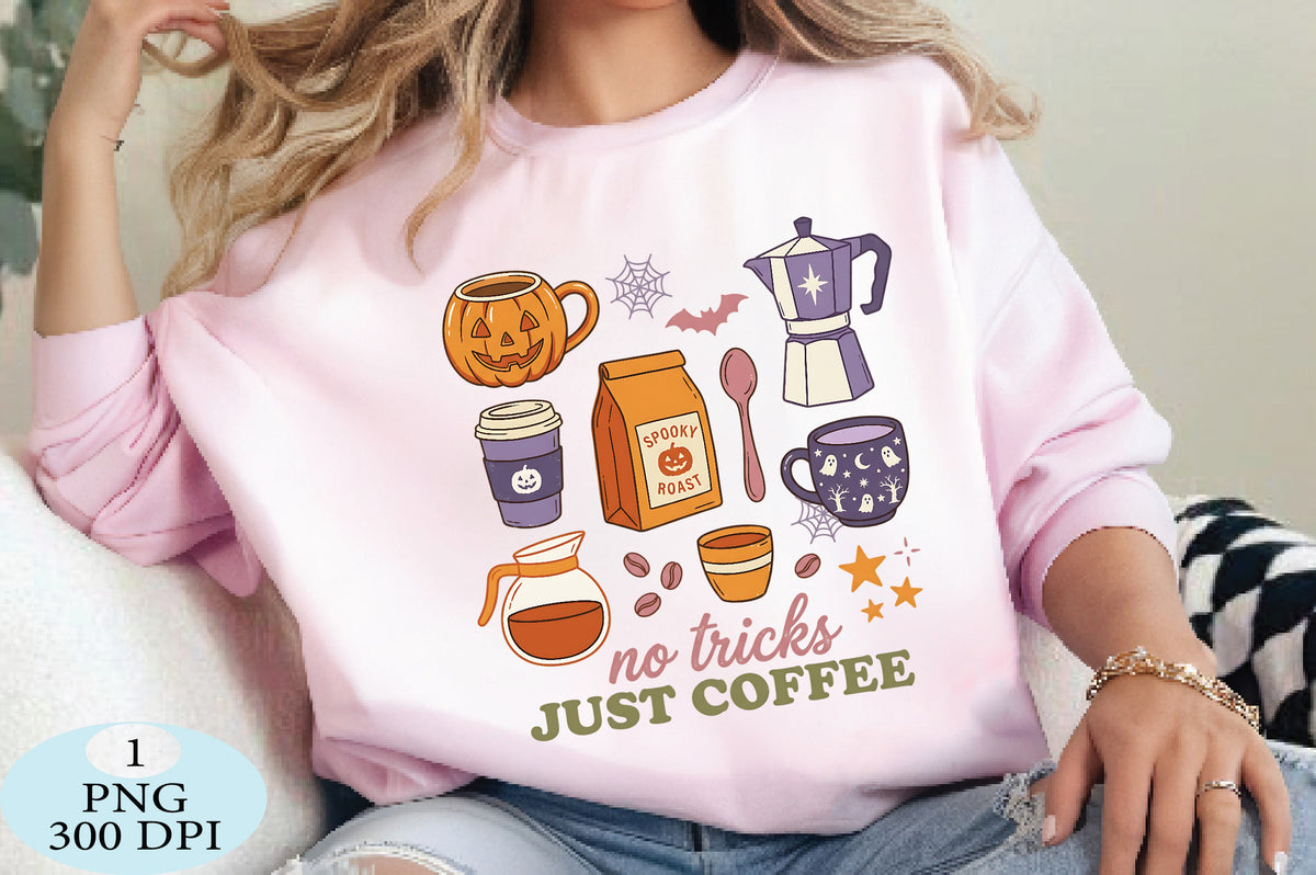 No Tricks Just Coffee Halloween PNG Cute Spooky Coffee Lover Design