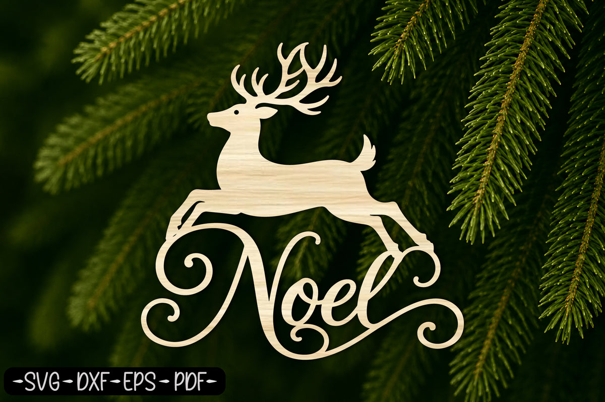 Noel Reindeer Christmas Laser Cut SVG | Christmas Deer Cut File