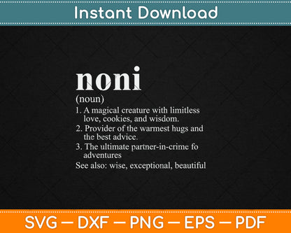 Noni Definition Funny Mother's Day Noun Svg Digital Cutting File