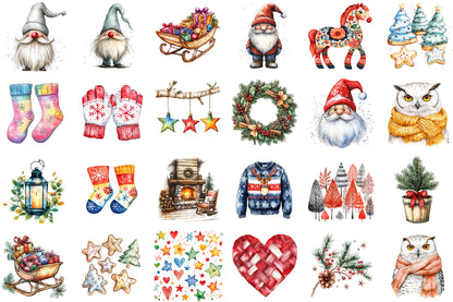 Nordic Christmas Clipart Scandinavian Winter PNG Bundle