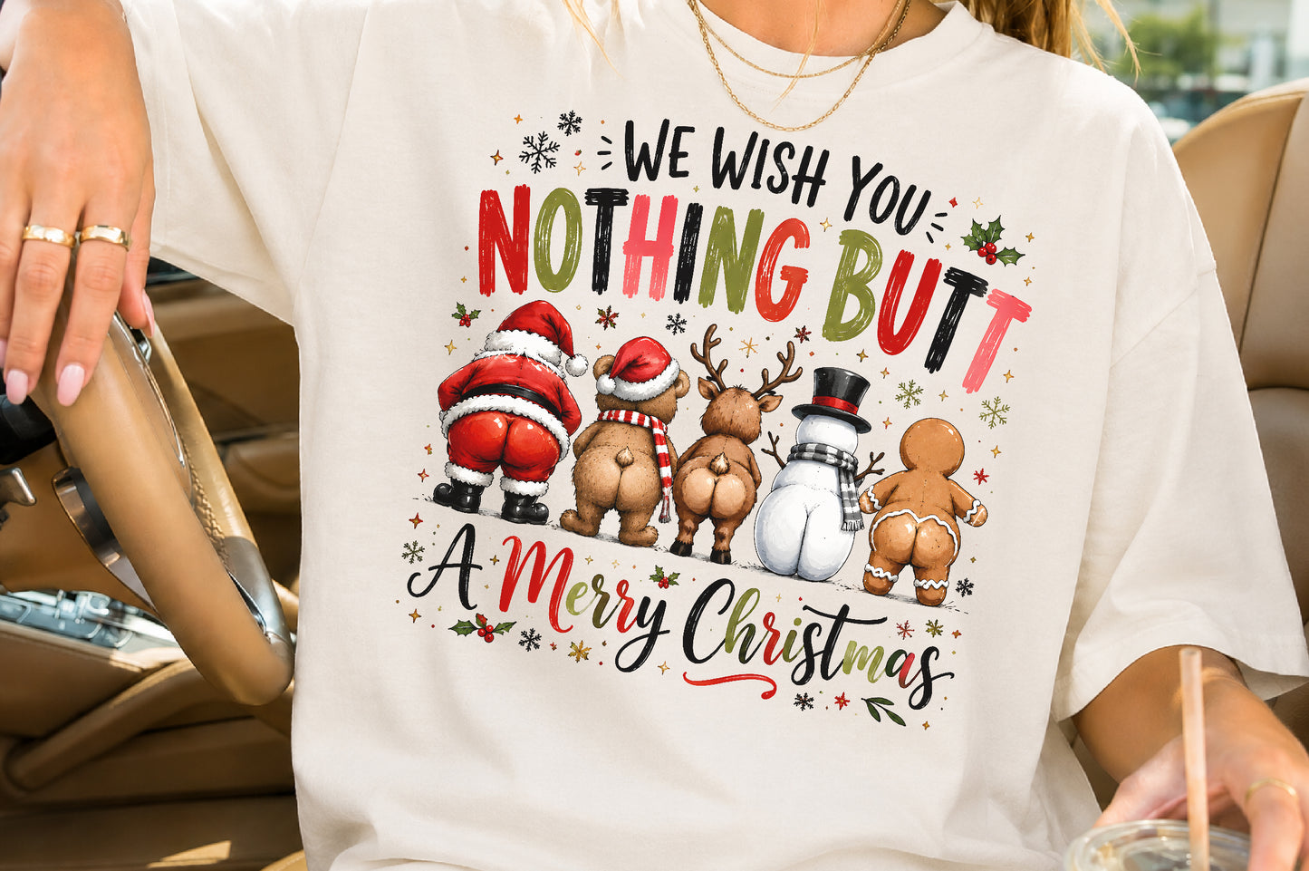 Nothing Butt A Merry Christmas PNG Funny Santa Reindeer Snowman Sublimation