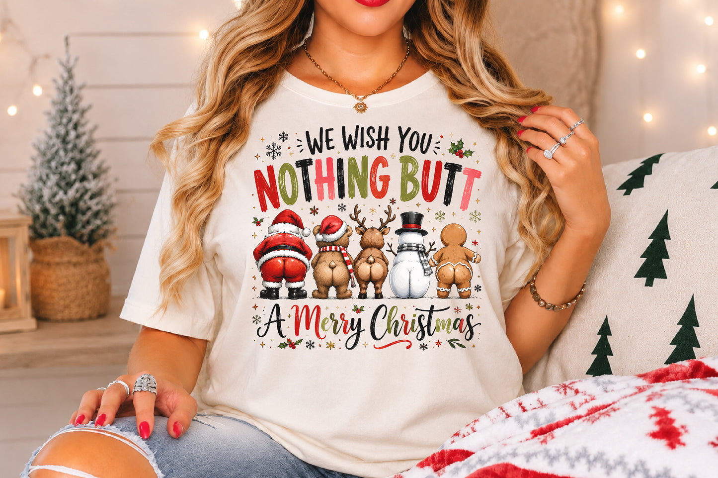 Nothing Butt A Merry Christmas PNG Funny Santa Reindeer Snowman Sublimation