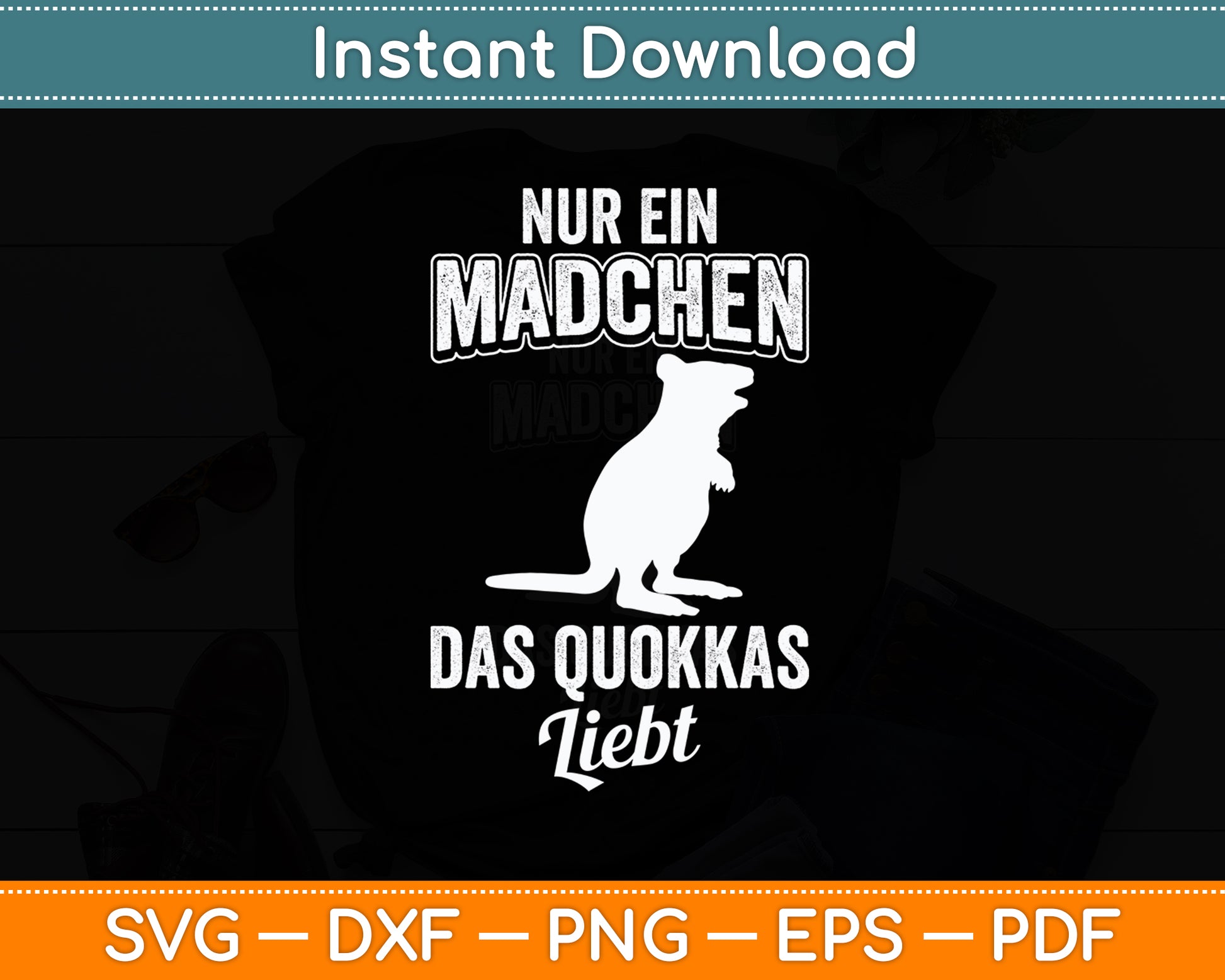 Nur Ein Madchen Das Quokkas Kangaroo Animal Lovers Svg Png Dxf Digital Cutting File
