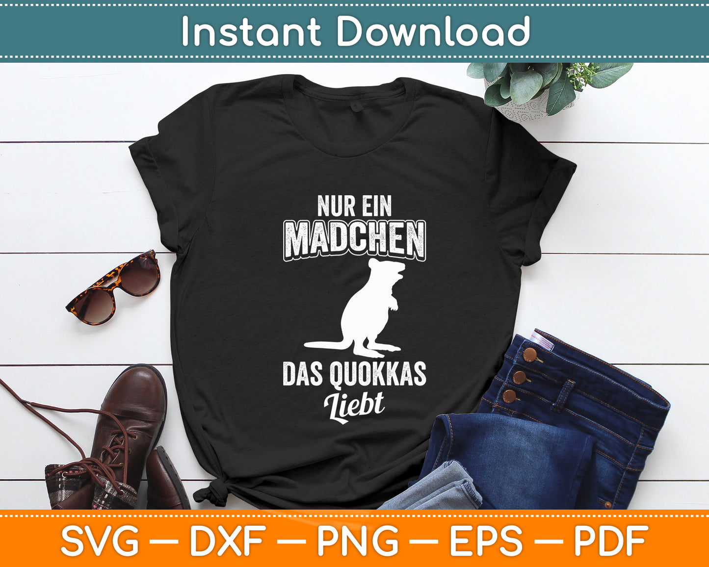 Nur Ein Madchen Das Quokkas Kangaroo Animal Lovers Svg Png Dxf Digital Cutting File