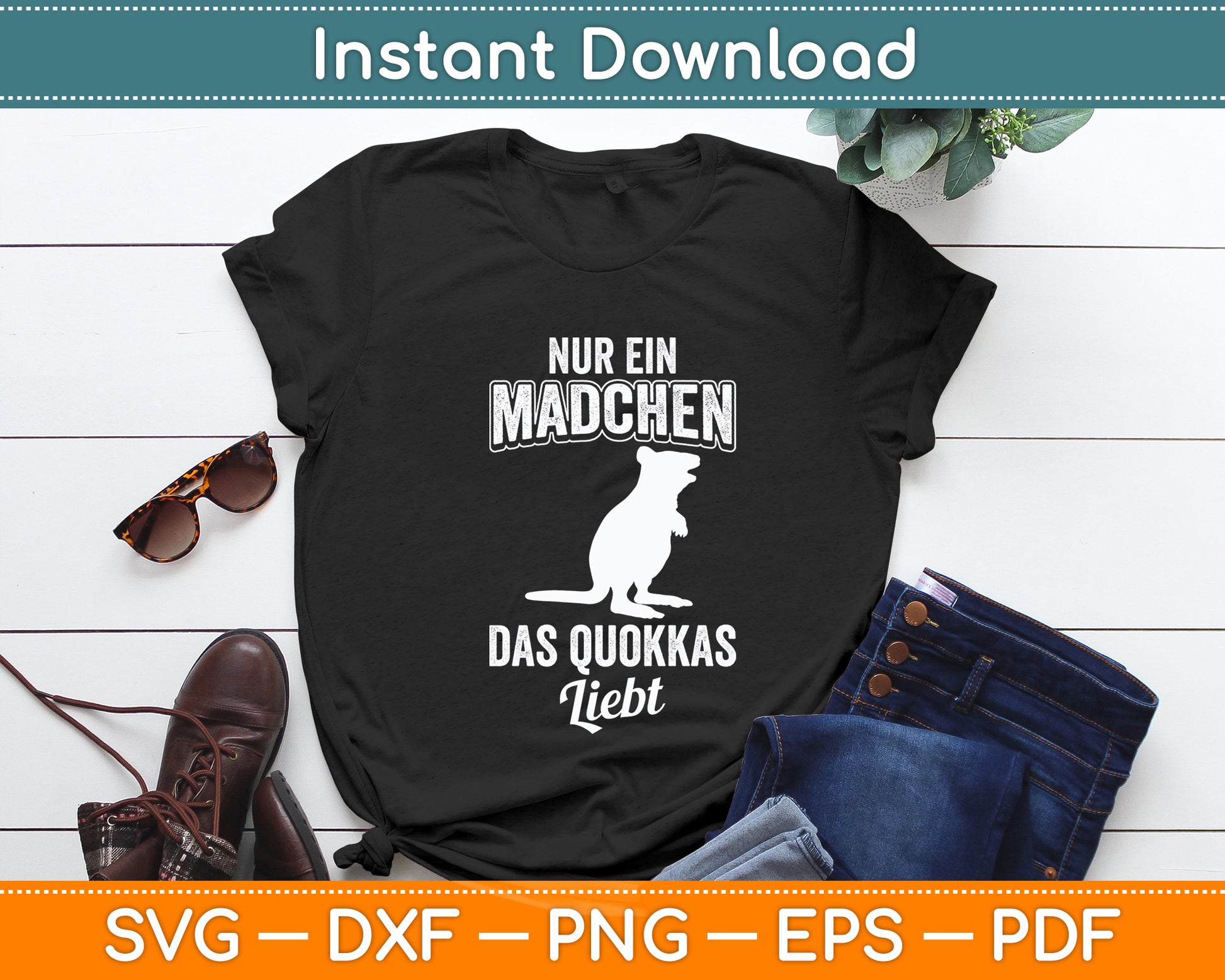 Nur Ein Madchen Das Quokkas Kangaroo Animal Lovers Svg Png Dxf Digital Cutting File