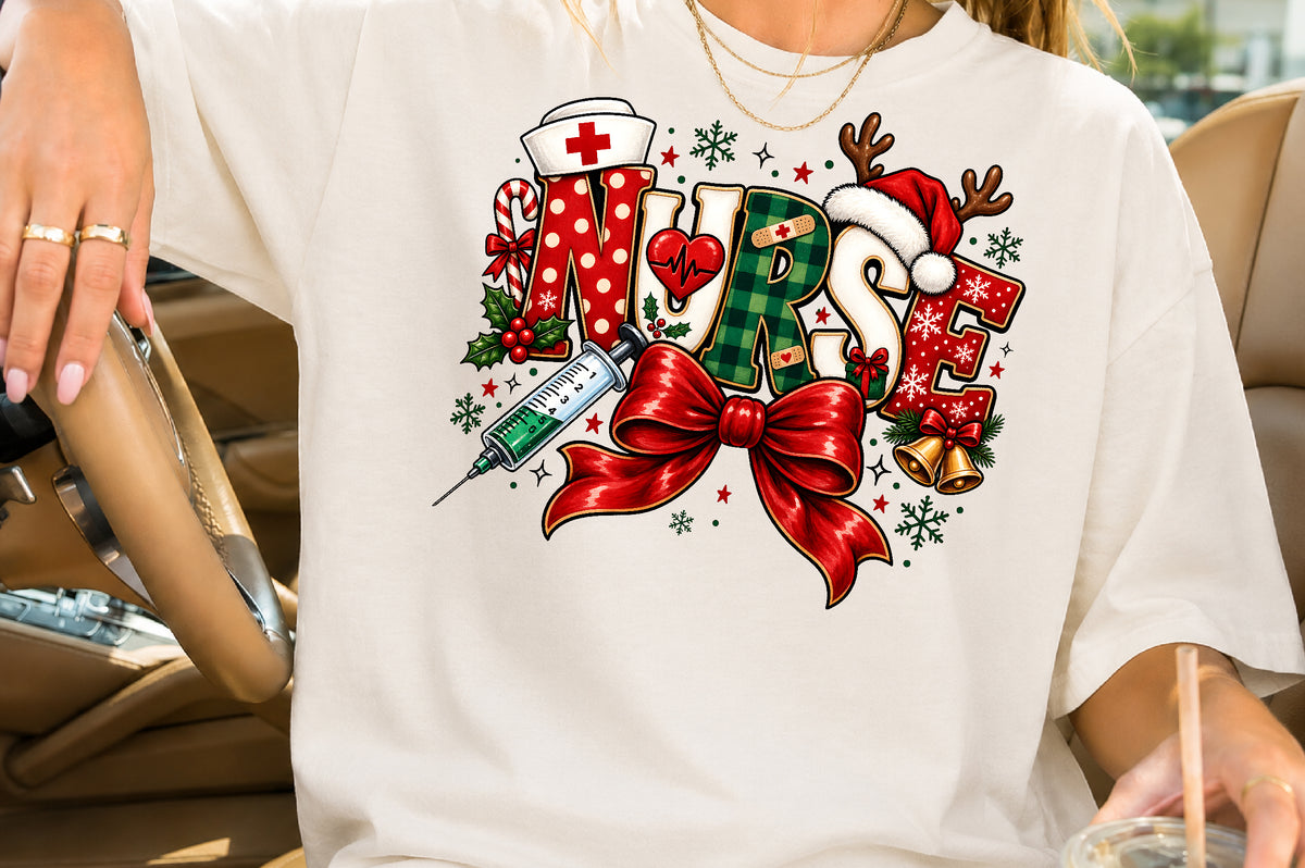 Nurse Christmas Sublimation PNG Cute Holiday Nurse Design