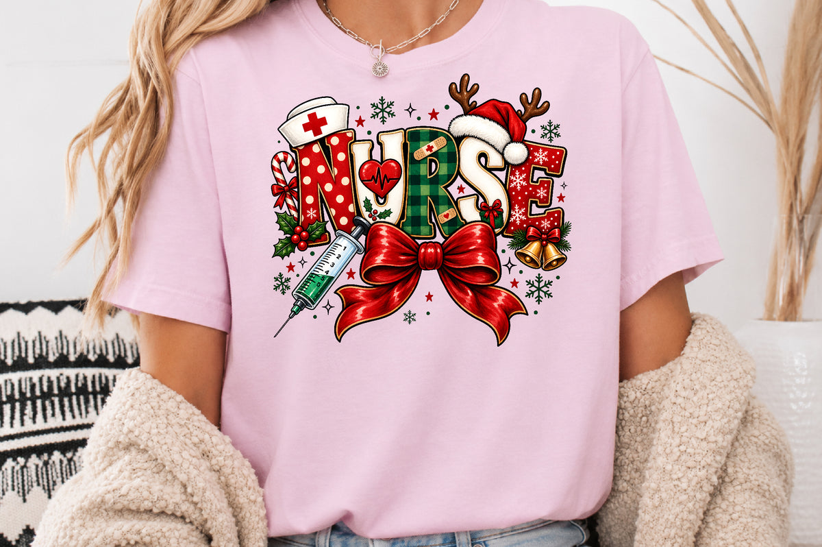 Nurse Christmas Sublimation PNG Cute Holiday Nurse Design