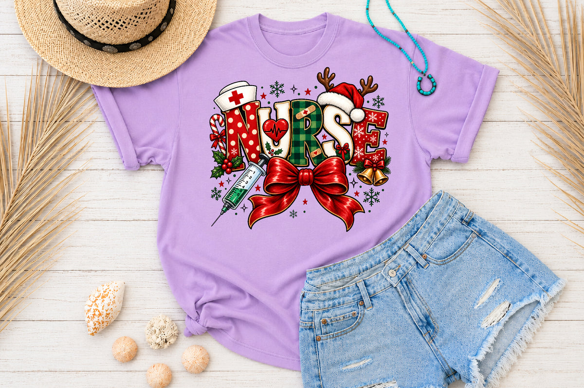 Nurse Christmas Sublimation PNG Cute Holiday Nurse Design