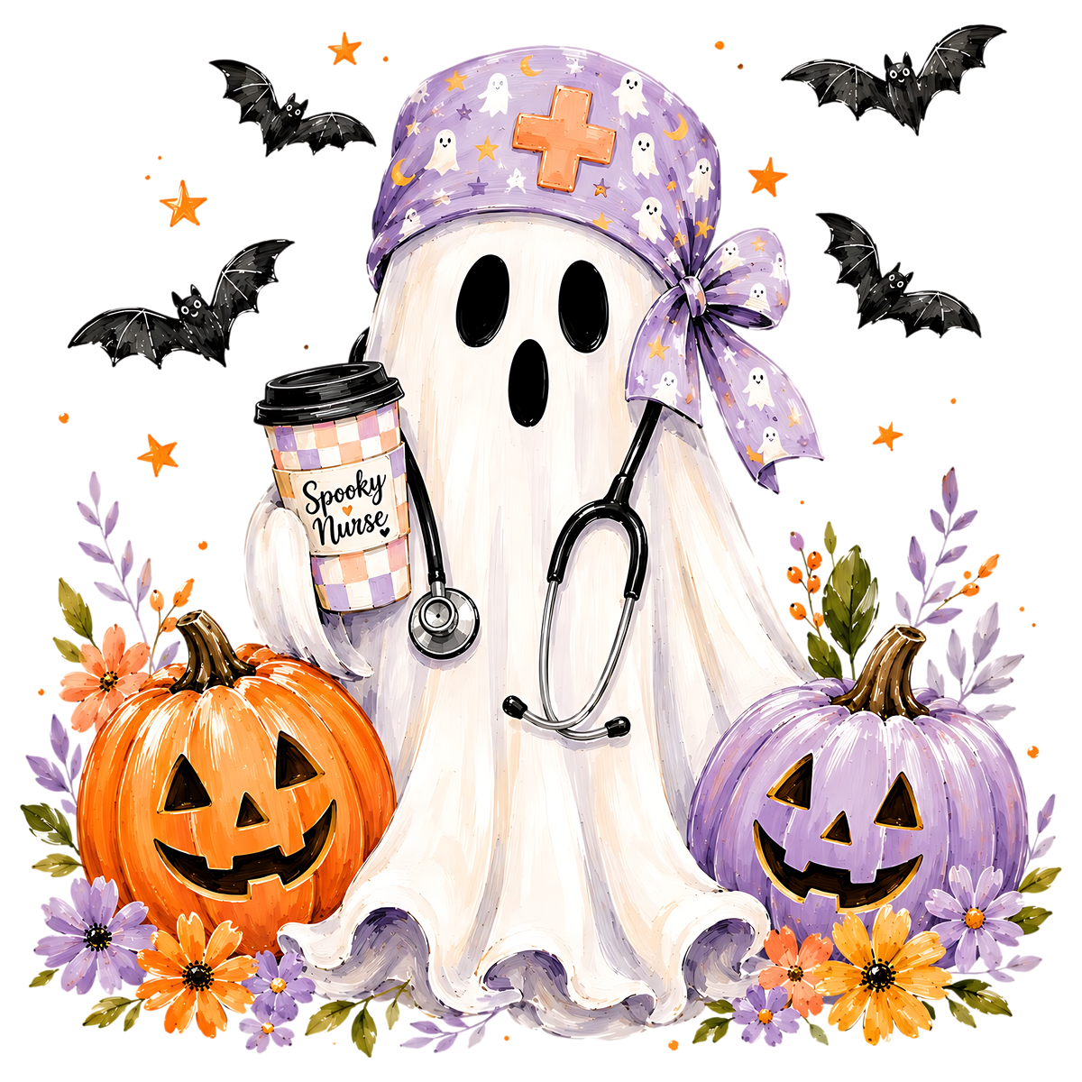 Spooky Nurse Ghost Halloween PNG Cute Halloween Nurse Design