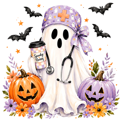 Spooky Nurse Ghost Halloween PNG Cute Halloween Nurse Design