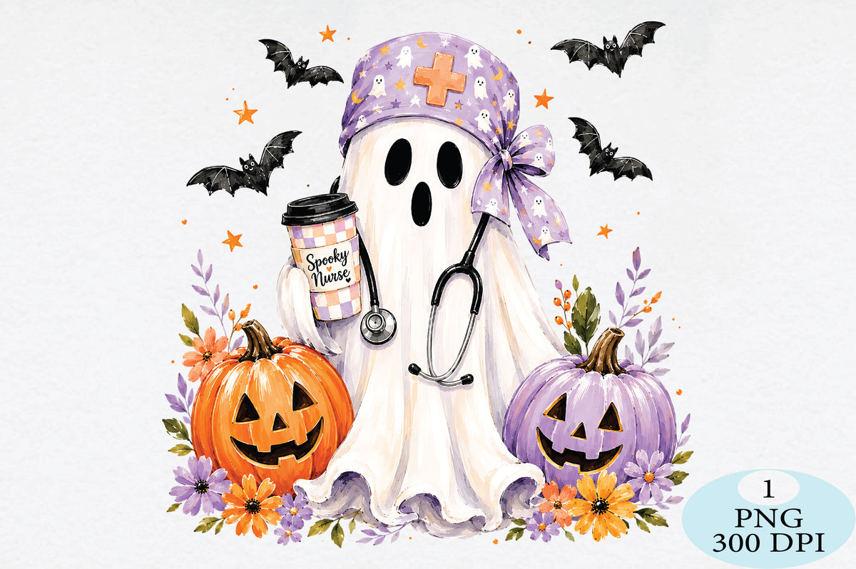 Spooky Nurse Ghost Halloween PNG Cute Halloween Nurse Design