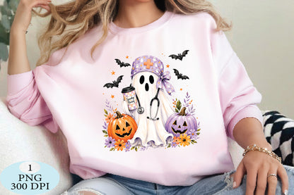 Spooky Nurse Ghost Halloween PNG Cute Halloween Nurse Design