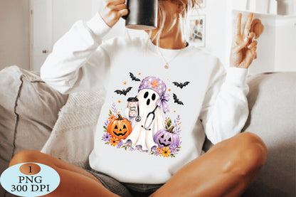 Spooky Nurse Ghost Halloween PNG Cute Halloween Nurse Design