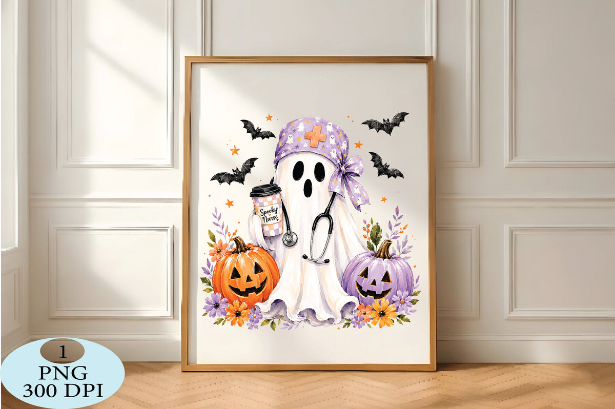 Spooky Nurse Ghost Halloween PNG Cute Halloween Nurse Design