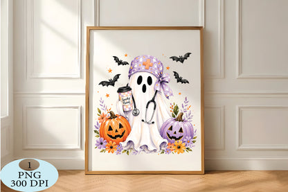 Spooky Nurse Ghost Halloween PNG Cute Halloween Nurse Design