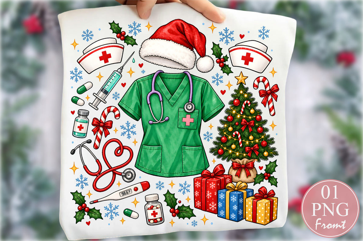 Nurse Holiday Christmas PNG Medical Christmas Clipart
