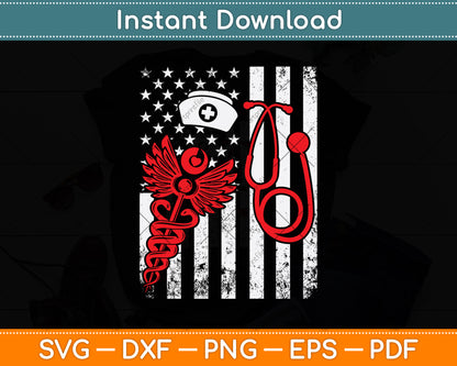 American Flag Nurse Pediatrician Svg Png Dxf Digital Cutting File