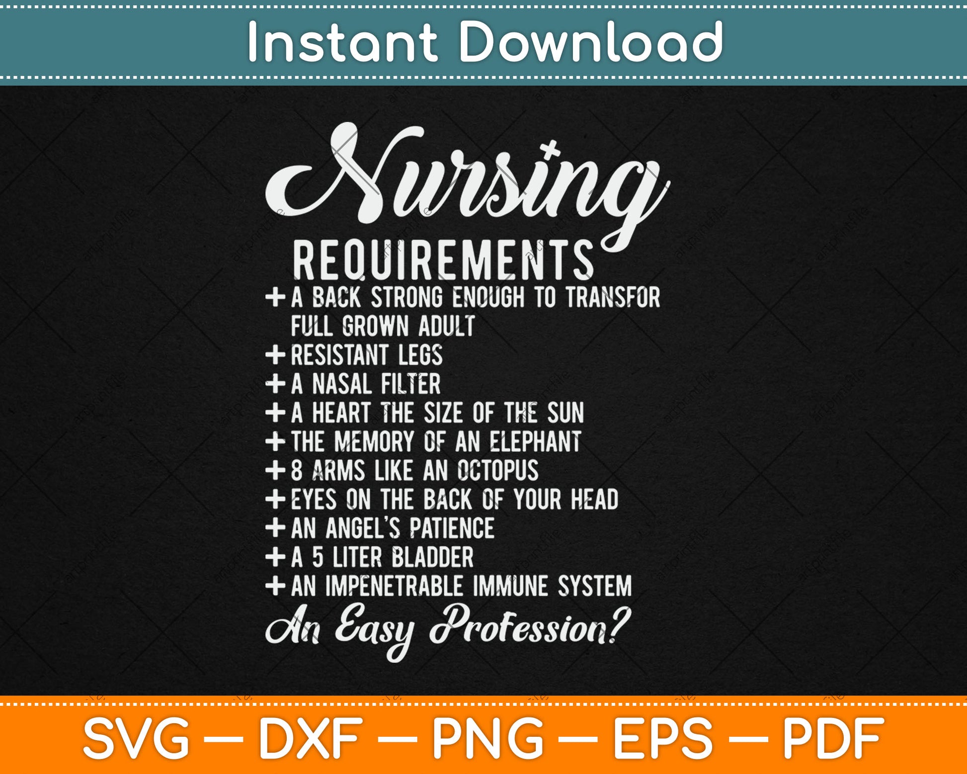 Nursing Requirements Funny Mothers Day Svg Design Digital Cutting File