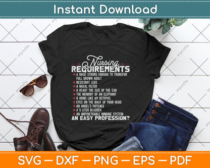 Nursing Requirements Funny Mothers Day Svg Digital Cutting File