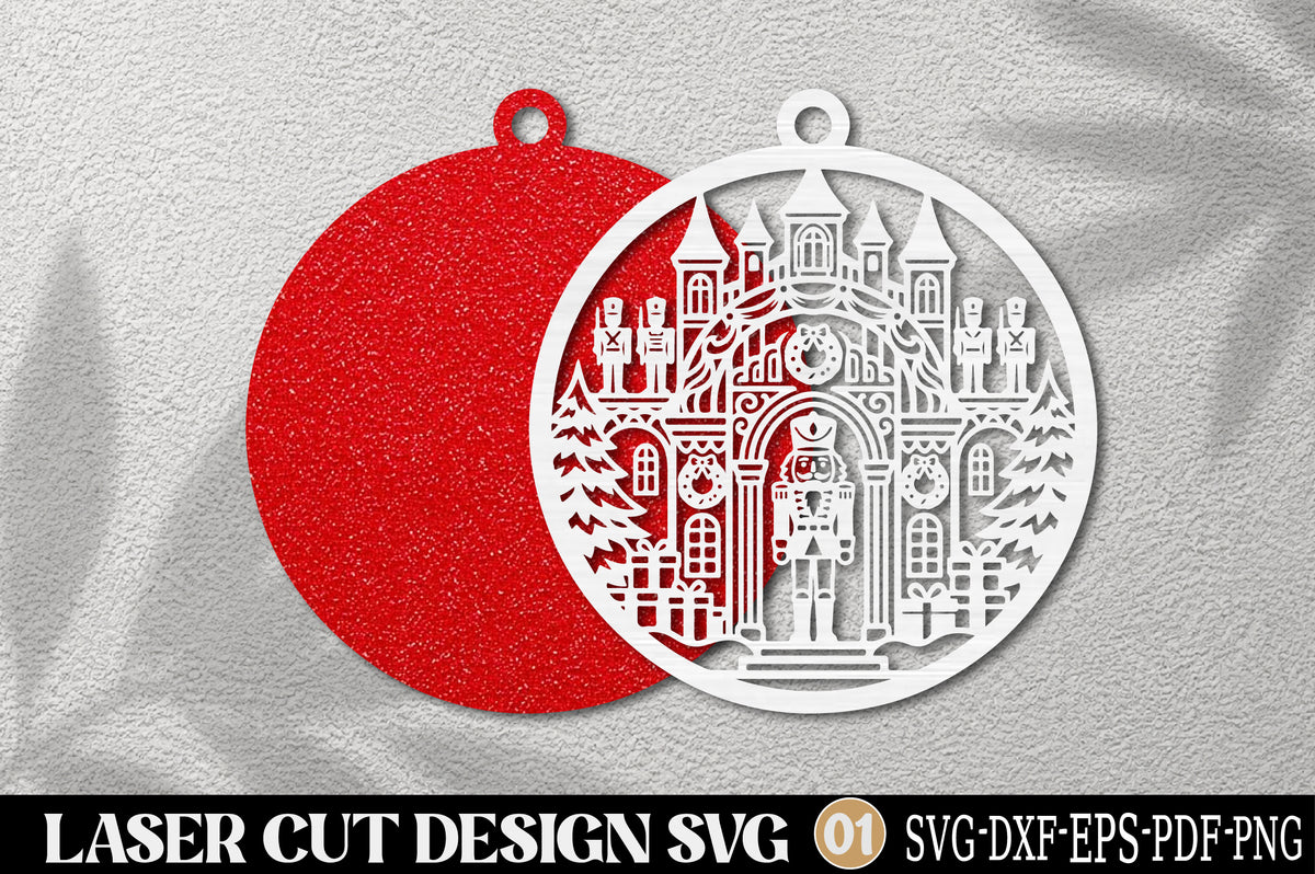 Nutcracker Castle Christmas Laser Cut Ornament SVG | Christmas Nutcracker Village Decor