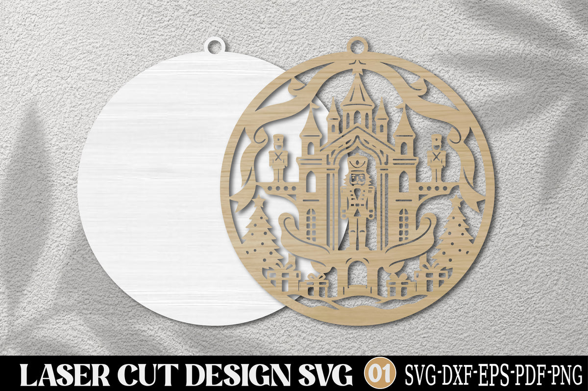 Nutcracker Castle Laser Cut Ornament SVG | Christmas Nutcracker Castle Ornament Design