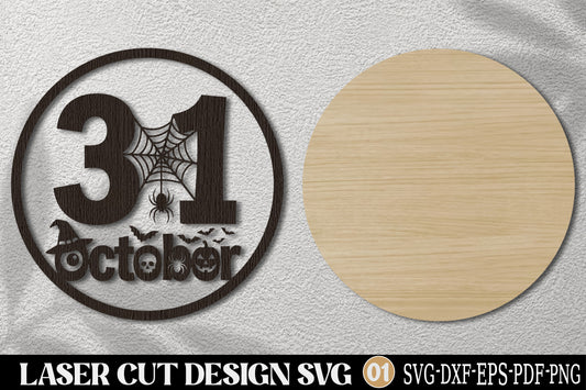 October 31 Halloween SVG | 31 October Spider Web Pumpkin Laser Cut Design