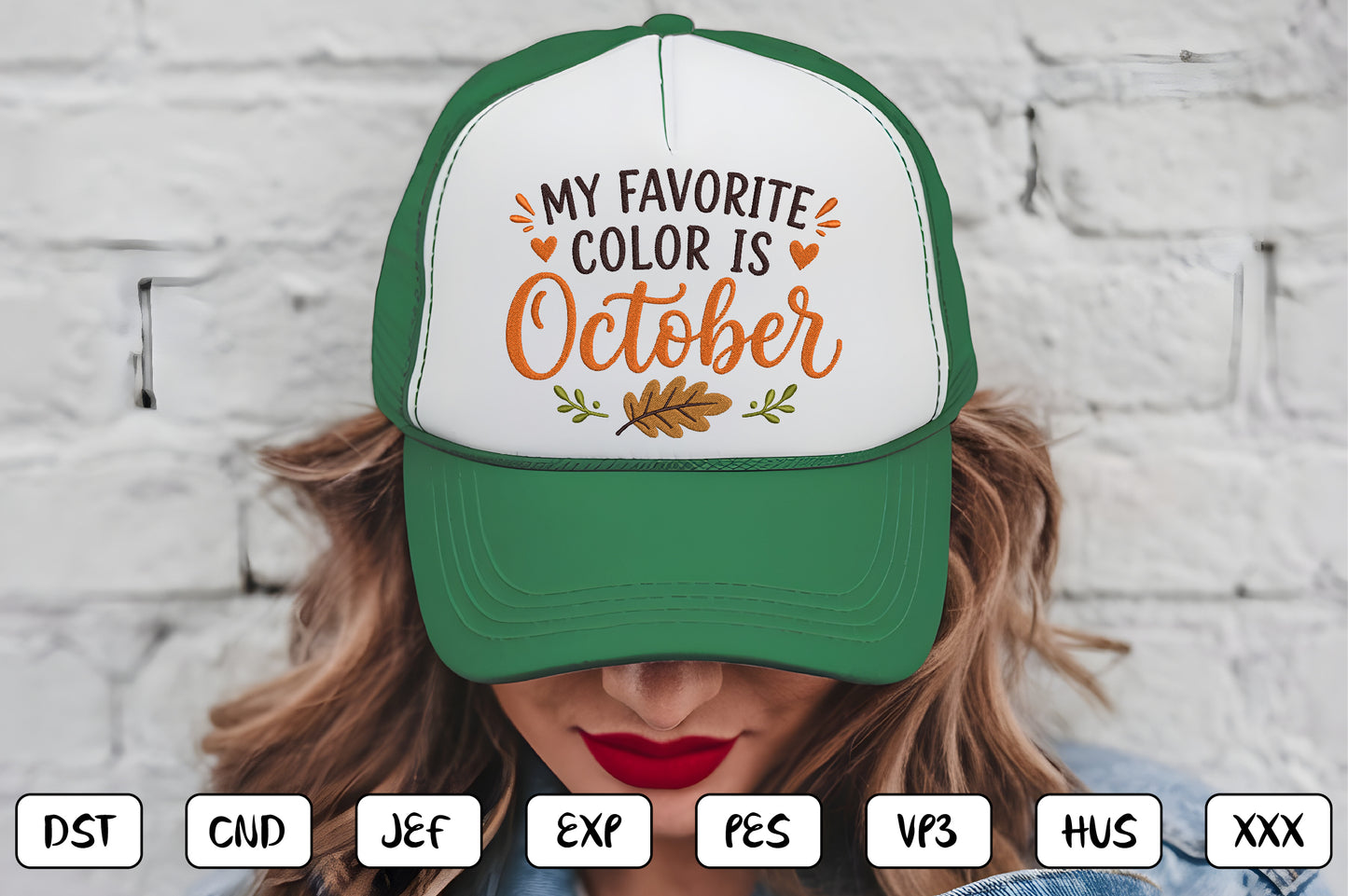 My Favorite Color Is October Embroidery Design, Cute Fall Machine Embroidery Pattern, Autumn October Embroidery Design