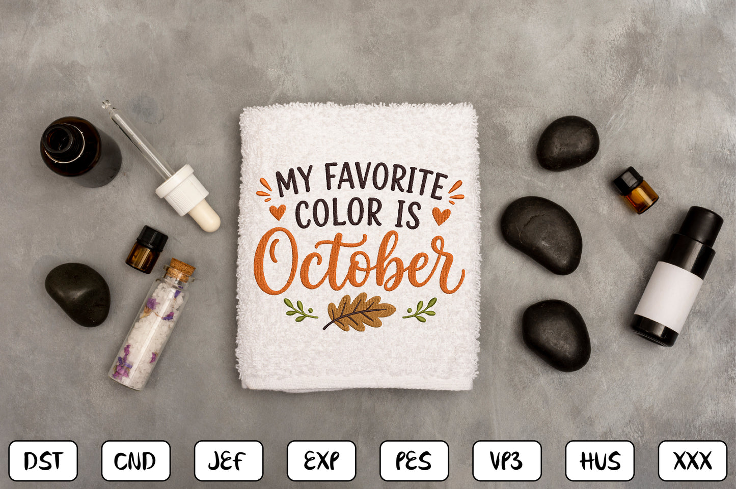 My Favorite Color Is October Embroidery Design, Cute Fall Machine Embroidery Pattern, Autumn October Embroidery Design