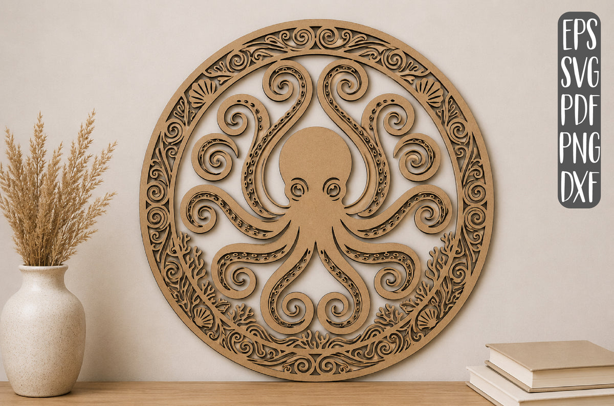 Octopus Layered Laser Cut SVG