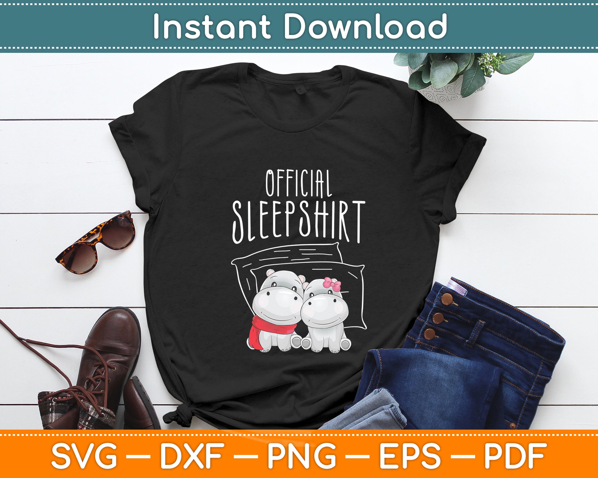 Official Sleepshirt Hippo Hippopotamus Lover Svg Png Dxf Digital Cutting File
