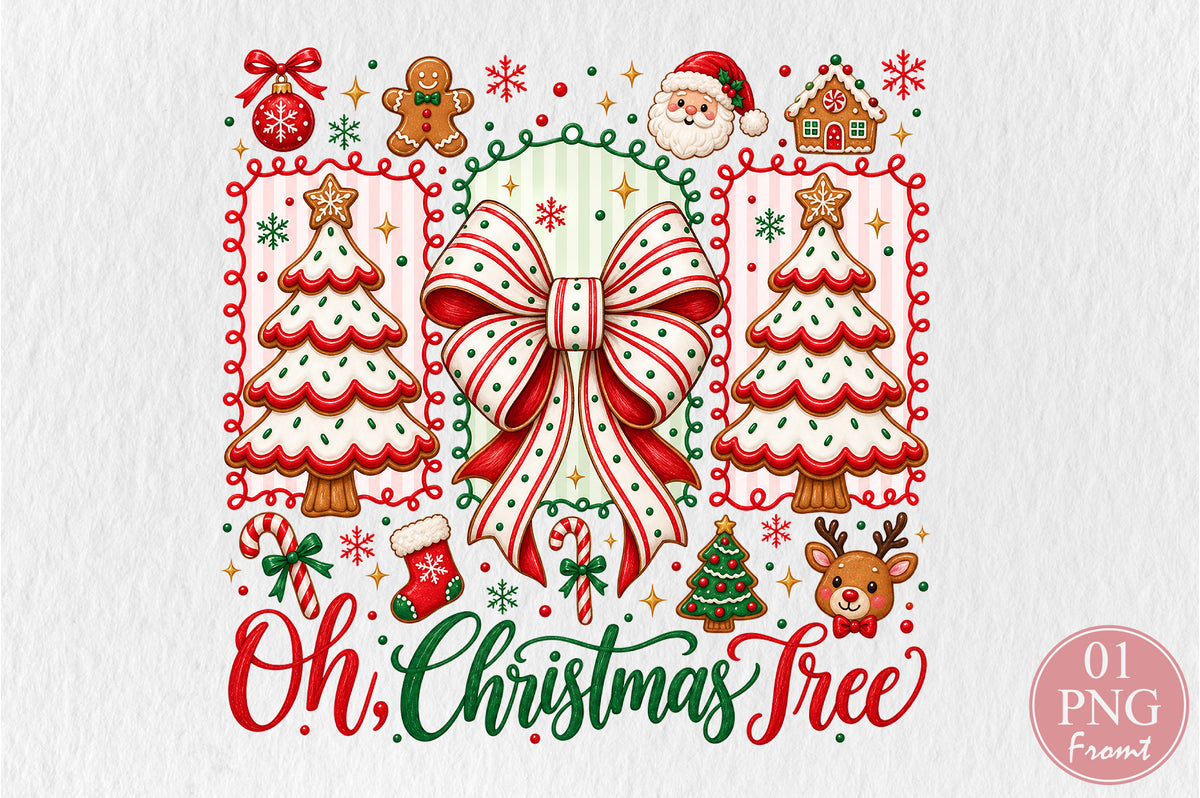 Oh Christmas Tree Festive Cookie PNG Sublimation Design