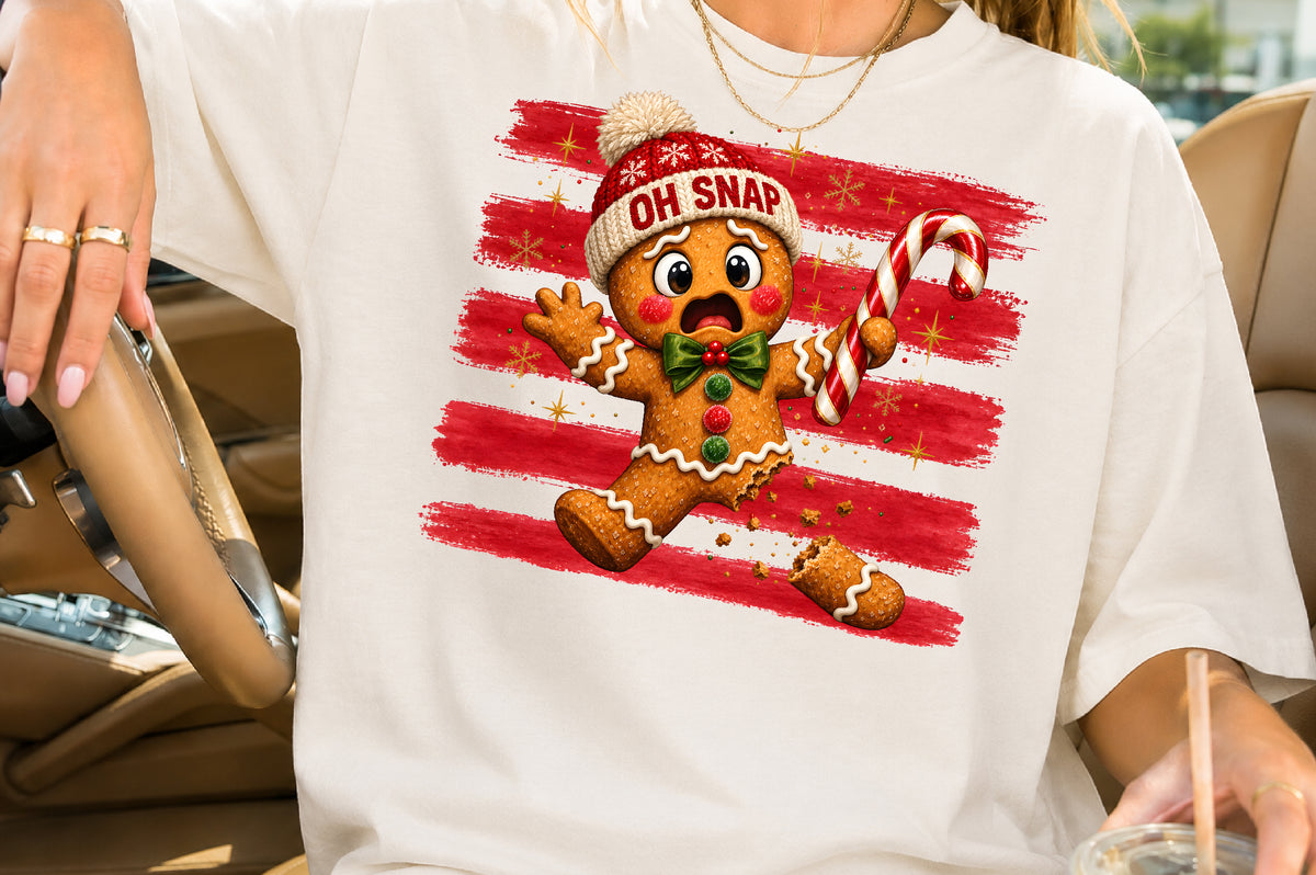 Oh Snap Gingerbread Man PNG Funny Christmas Candy Cane Sublimation