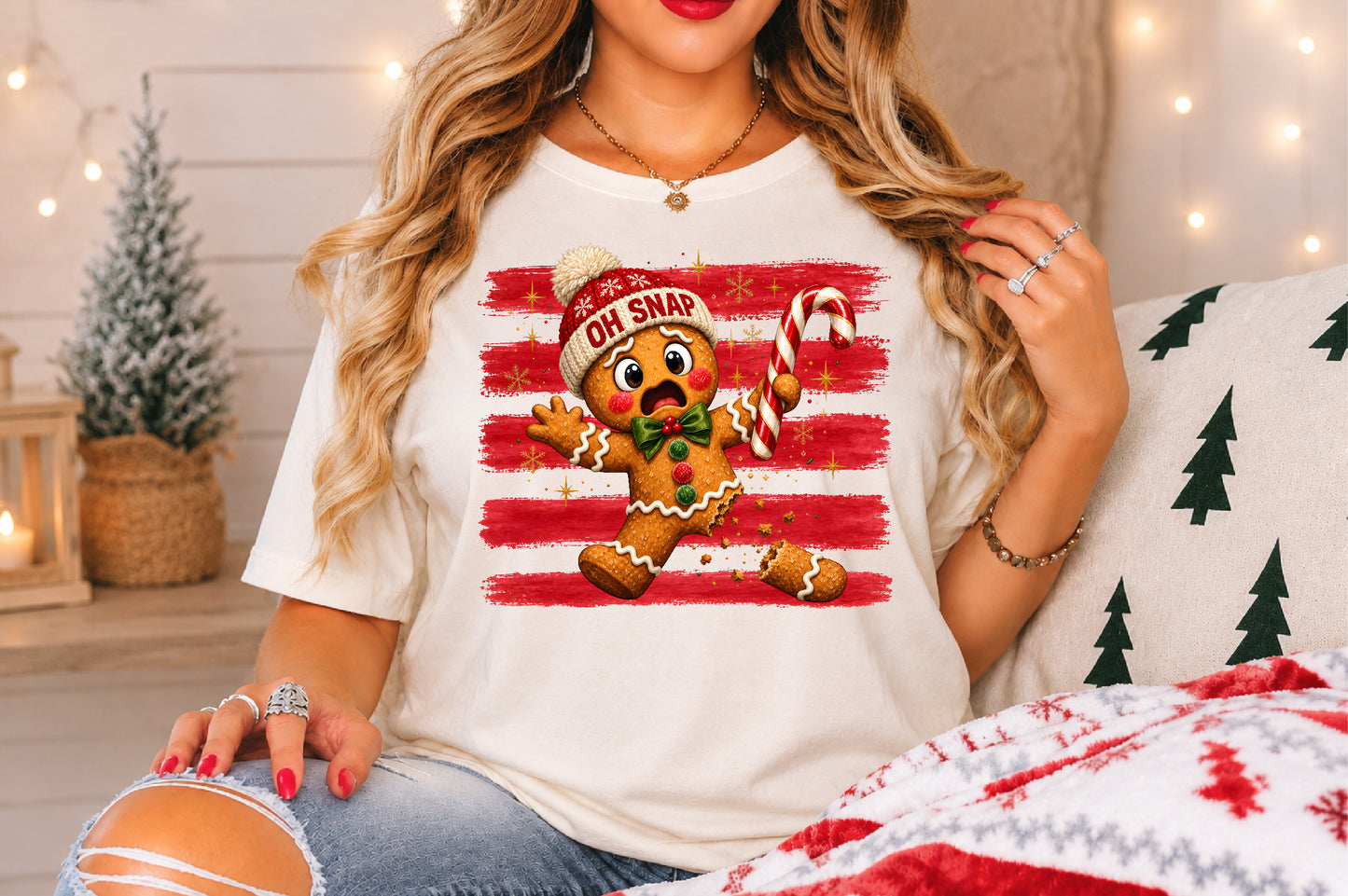 Oh Snap Gingerbread Man PNG Funny Christmas Candy Cane Sublimation