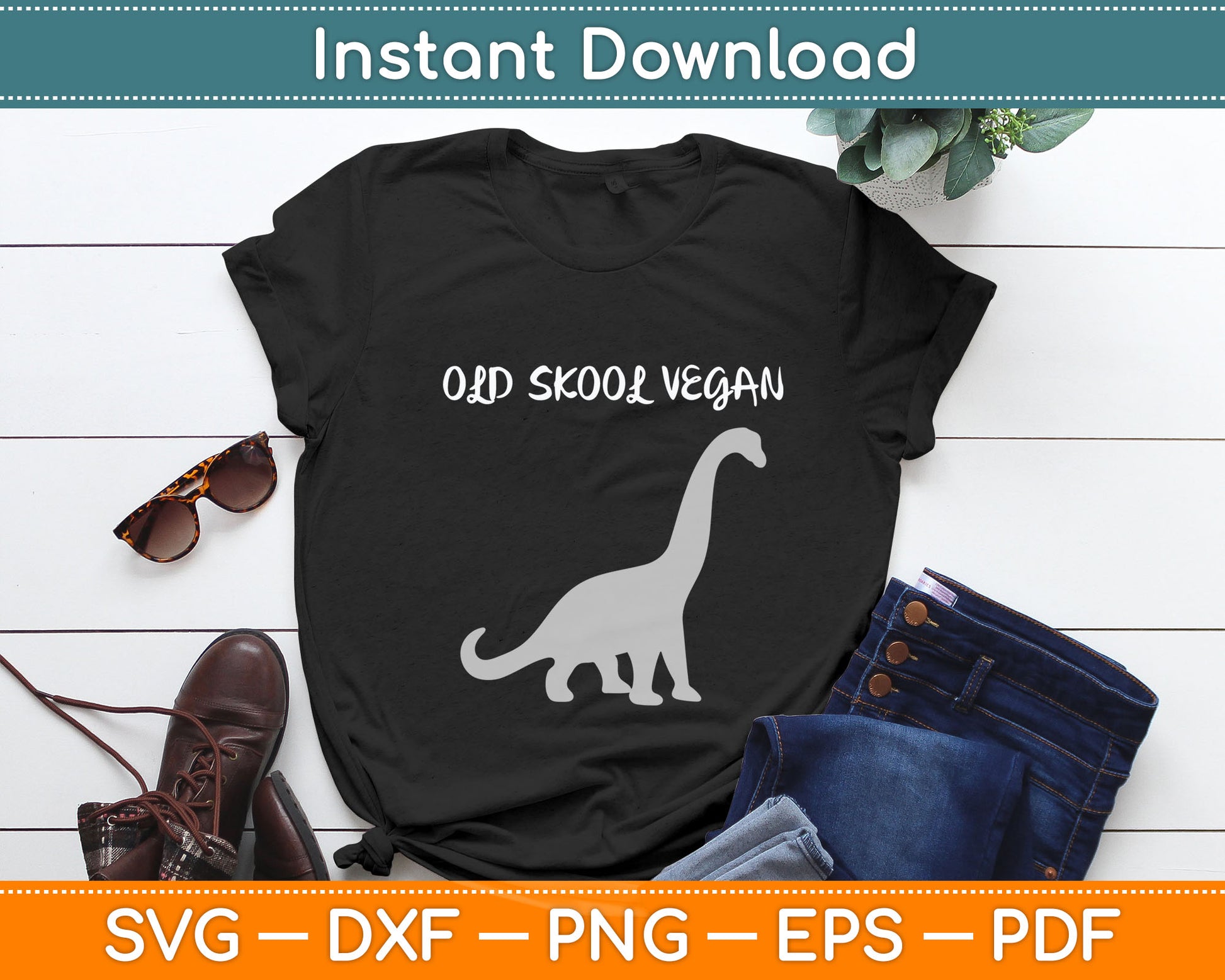 Old Skool Vegan Funny Dinosaur Svg Digital Cutting File