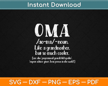 Oma Grandmother Mothers Day Gift Oma Definition Svg Digital Cutting File