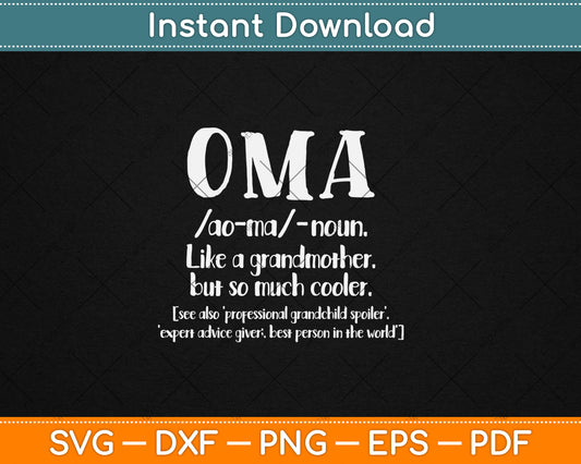 Oma Grandmother Mothers Day Gift Oma Definition Svg Digital Cutting File