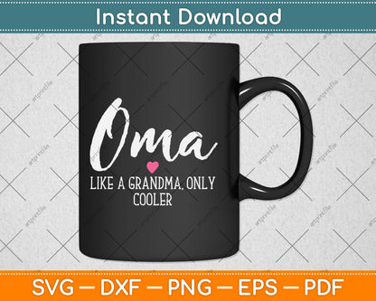 Oma Like A Grandma Only Cooler Heart Mother's Day Svg Digital Cutting File