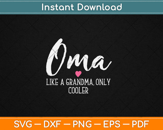 Oma Like A Grandma Only Cooler Heart Mother's Day Svg Digital Cutting File