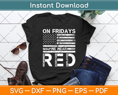 On Friday We Wear Red American Flag Military Supportive Svg Digital Cutting File