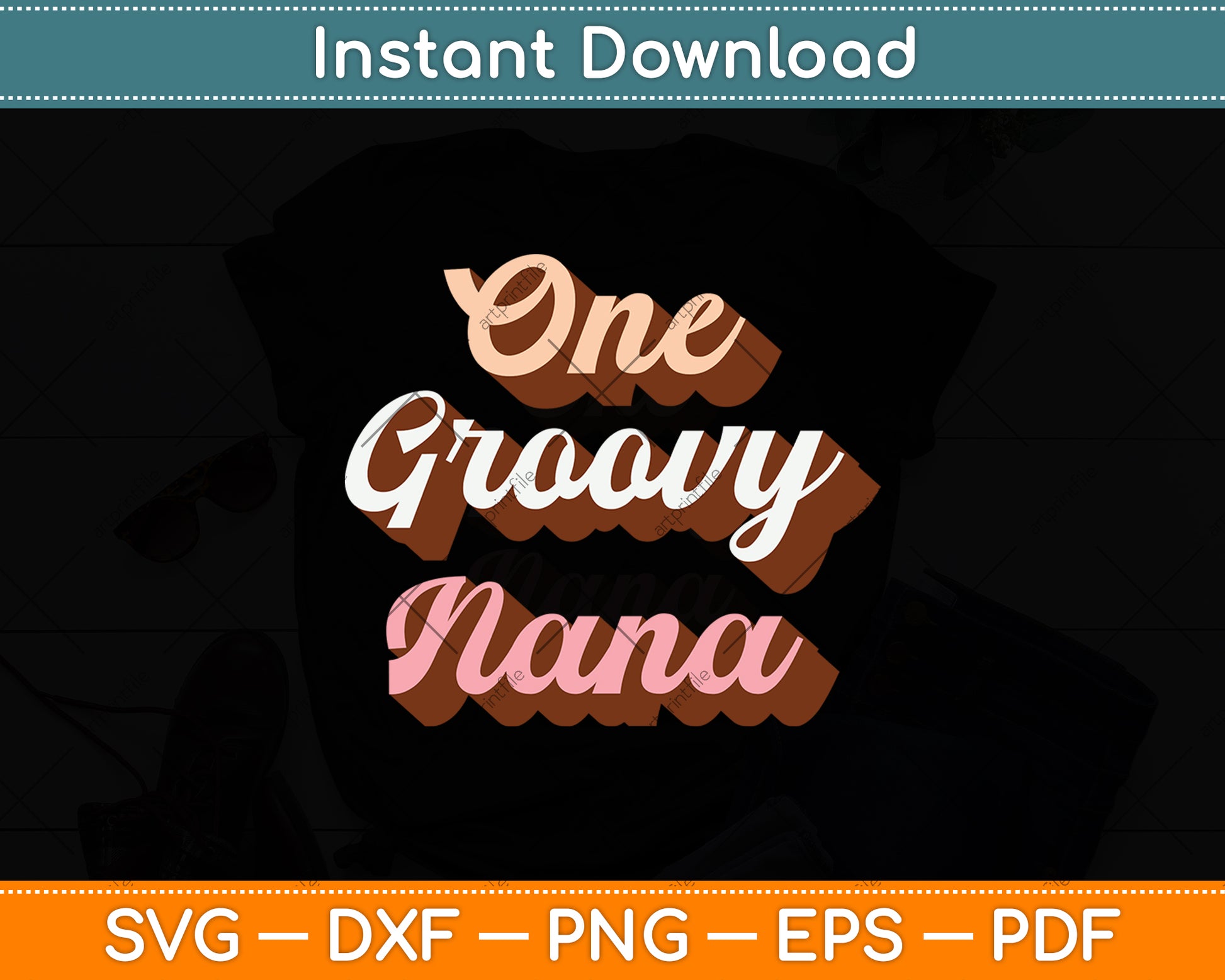 One Groovy Nana Grandma Floral Retro Mother's Day Svg Digital Cutting File