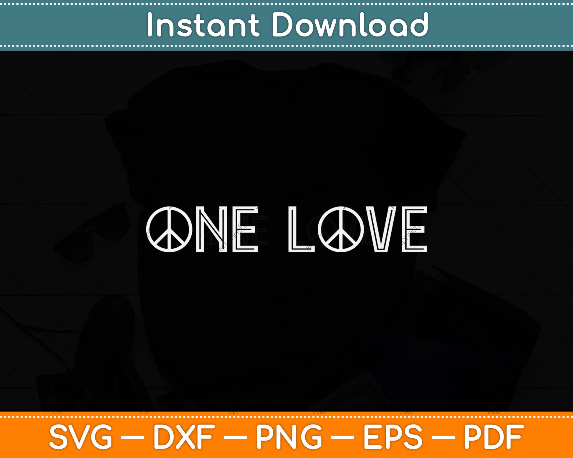 One Love Peace Sign Svg Png Dxf Digital Cutting File