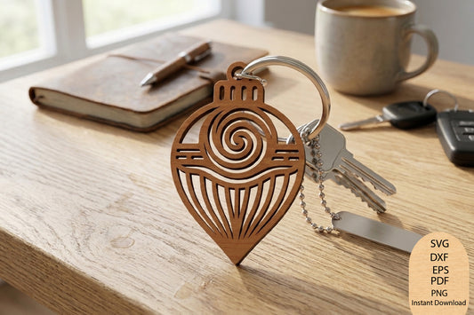 Ornament Keychain Laser Cut SVG, Christmas Ornament Keychain Cut File