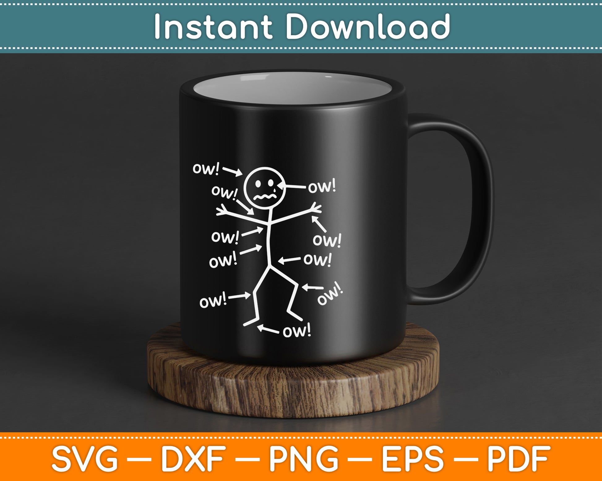 Funny chronic pain saying SVG for invisible illness awareness, spoonie lifestyle, and supportive digital download artwork
